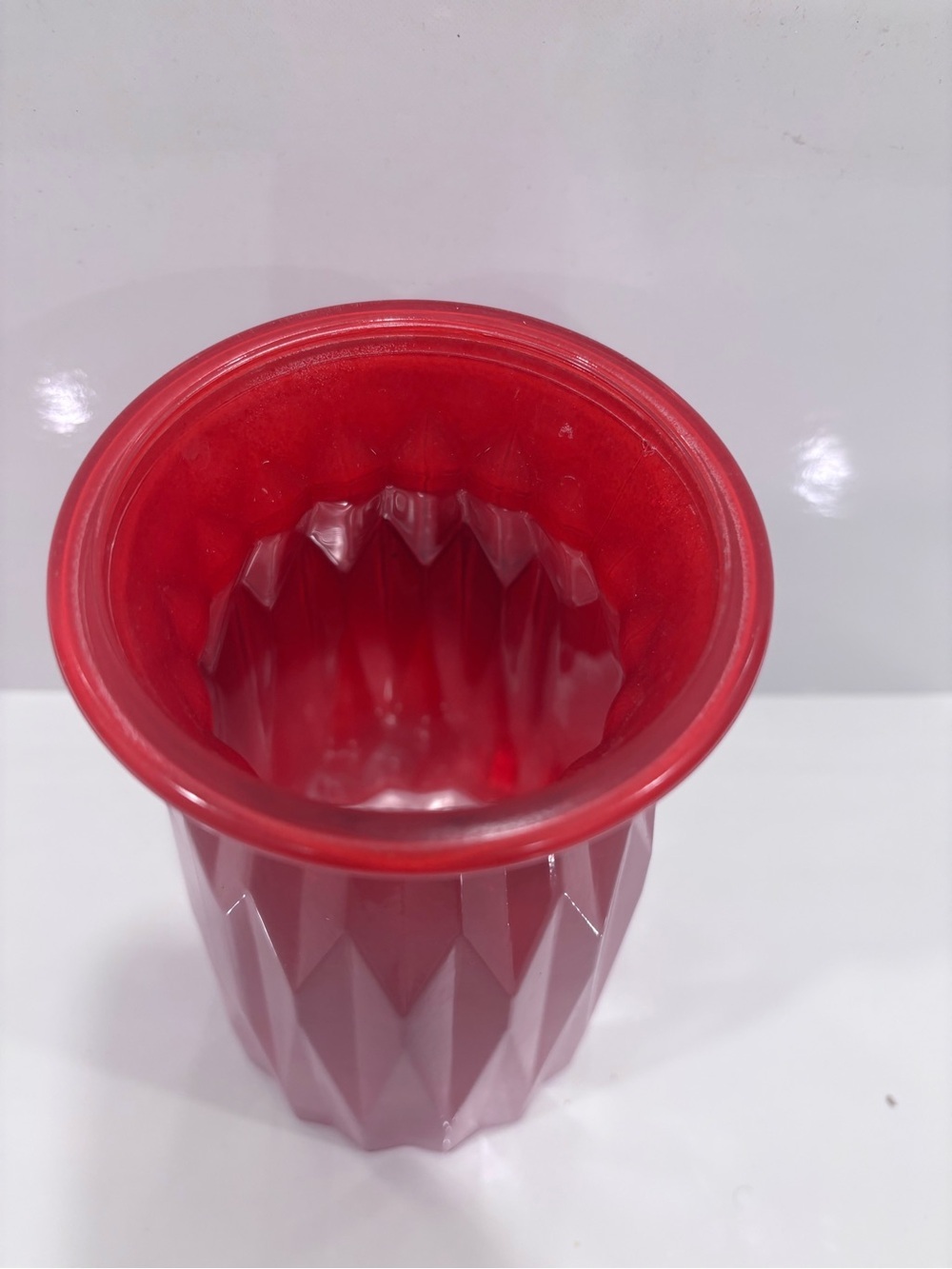 Red Vintage Art Deco Glass Vase 7 3/4” - Picture 2 of 7
